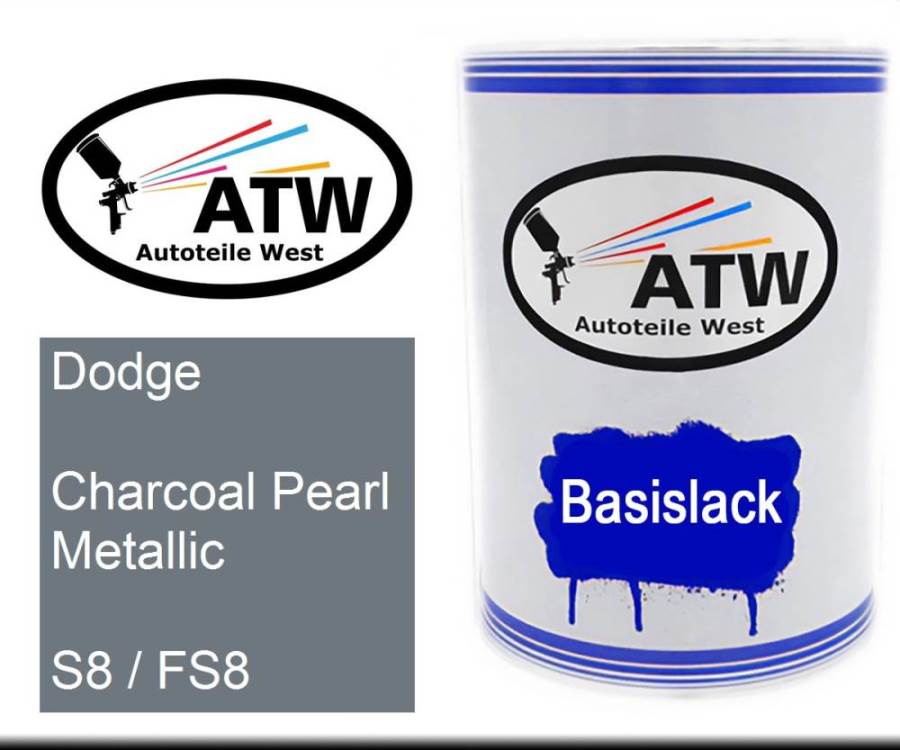 Dodge, Charcoal Pearl Metallic, S8 / FS8: 500ml Lackdose, von ATW Autoteile West.